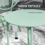 Set 3-teilig aus Stahl Wetterfest Gartenmöbel Set, Balkonmöbel Set, Grün – Bild 7