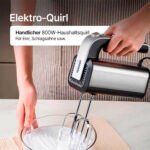 Handmixer mit 800W Power / 5 Geschwindigkeiten / Robuster Edelstahl / Spülmaschinenfest / Stilvoll & Komfortabel / Mit Eject- und Turbotaste / Inkl. 2 Knethaken & 2 Rührbesen – Bild 4