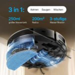 Saugroboter mit Wischfunktion / 4000Pa Saugkraft / Intelligente Reinigungsrouten / App-Steuerung / 150 Min. Laufzeit / Teppicherkennung / Einfache Wartung / Alexa & Google kompatibel – Bild 3